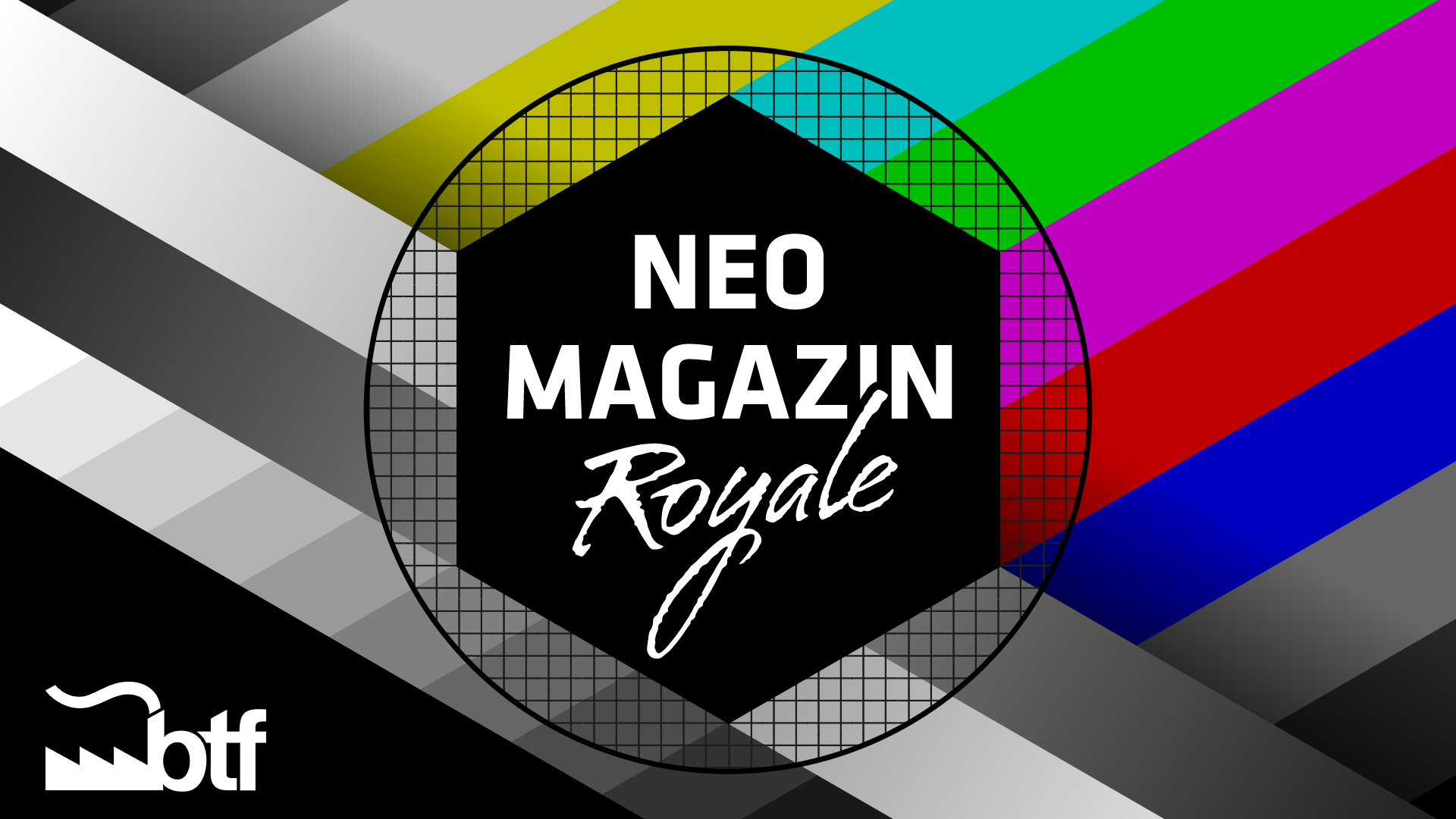 TV testimage with 'Neo Magazine Royale' logo in center